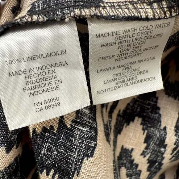 JONES NY Linen Top Plus Size 3X Black Tan Ikat Womens Tunic - Picture 10 of 10